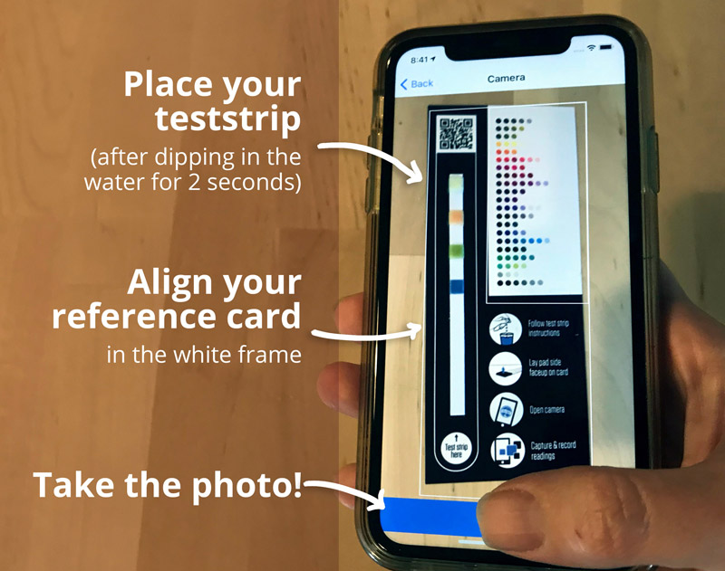 Photo showing how to align test strip on your reference card